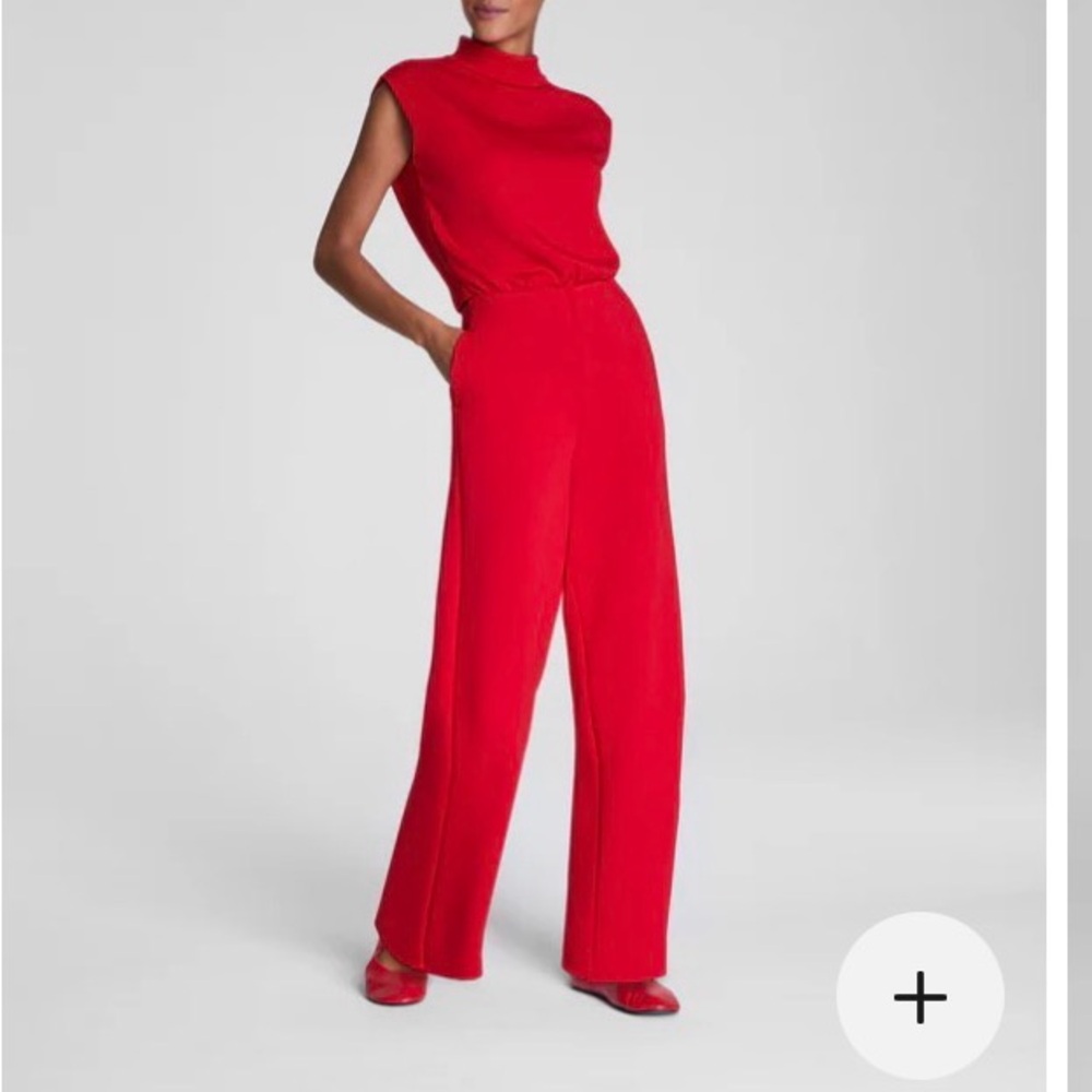 Sleeveless Wide-Leg Knit Jumpsuit in Red